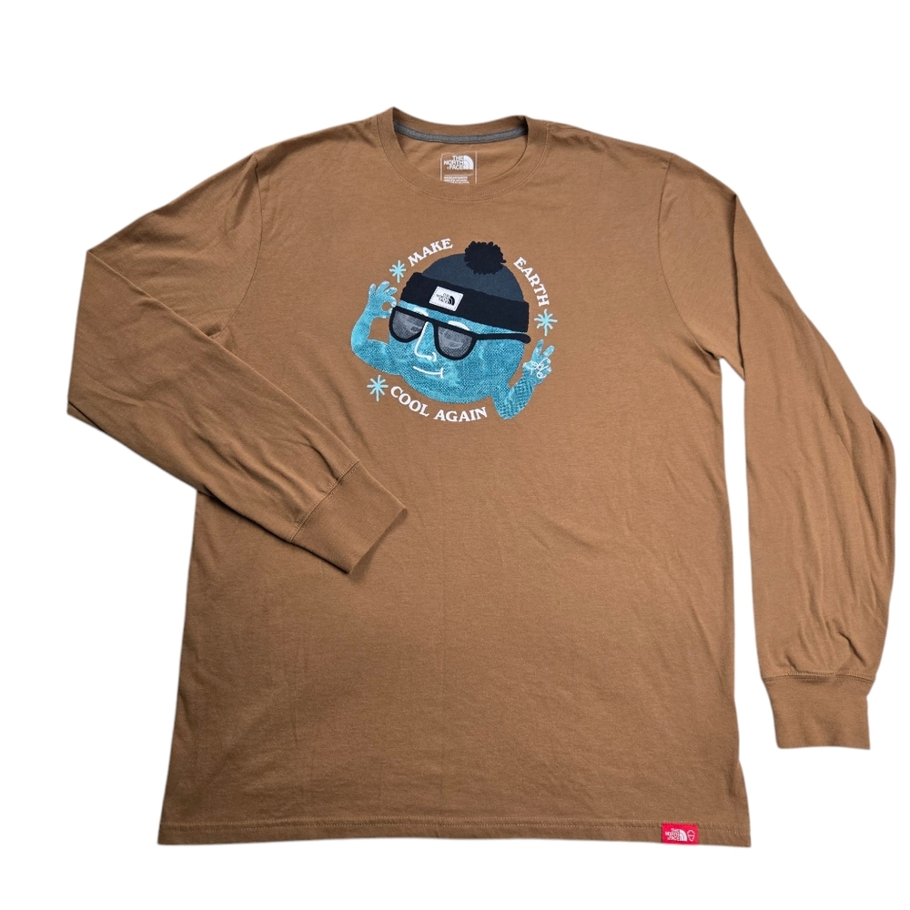 The North Face Men Large Make Earth Cool Again Brown Long Sleeve Crew‎ Limited